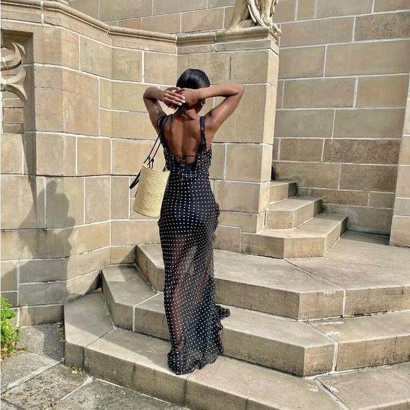 Rat & Boa | GISELE POLKA DOT SILK MAXI DRESS XS - Picture 3 of 16